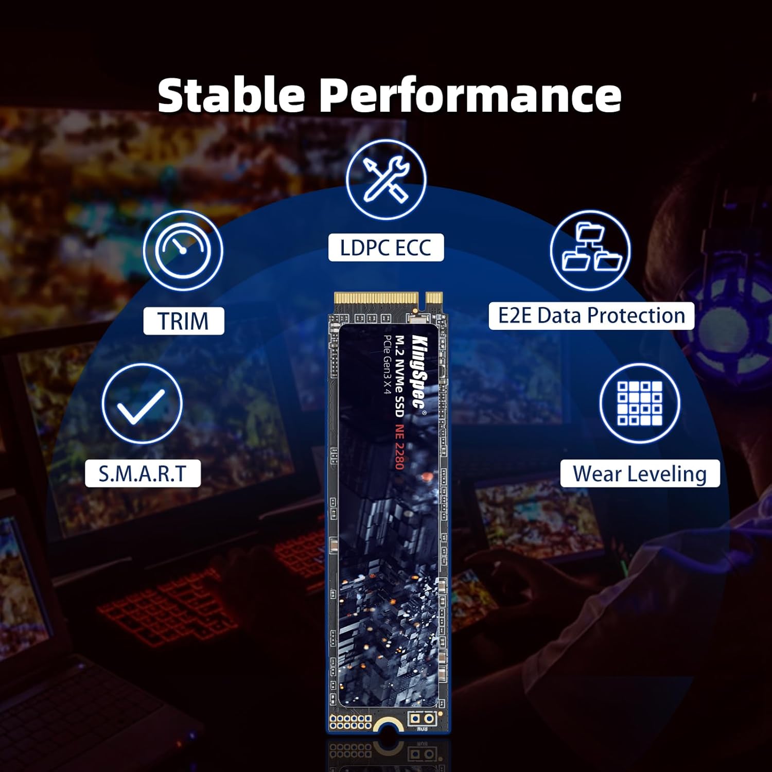 KingSpec SSD, 1024 GB, 1TB, NE-2280, NVMe, Pcie 3.0 M.2, Gen 3x4, Up to 2400MBs, Internal Solid State Drive with 3D NAND Flash, Compatible with Desktop, Laptop - Image 7