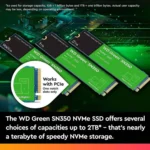 Western Digital SSD, 2048 GB, 2 TB, M.2, WD Green,  SN350, NVMe, PCIe 3.0 x 4, Internal - Image 3